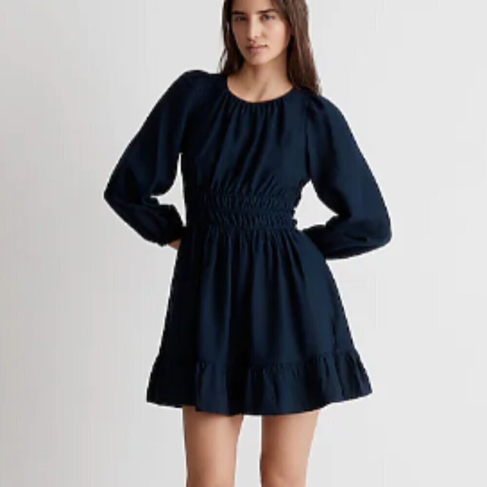 Madewell Sophia Open-Back Mini Dress in Deep Indigo sz XS